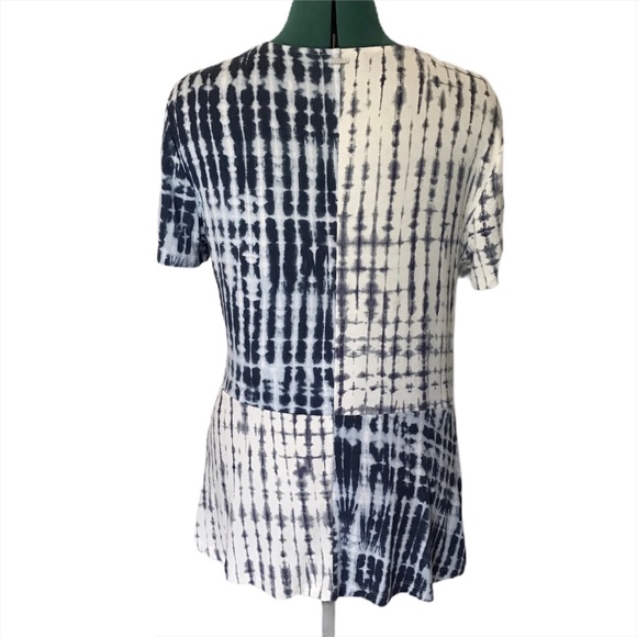 DKNY White and Blue Patterned Colour Blocked Top M - Picture 8 of 14